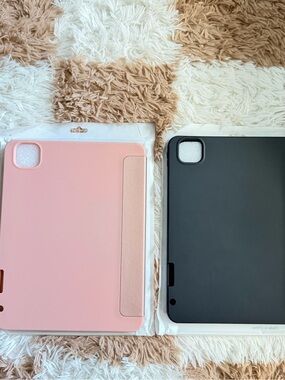 $30 for both.
Slim Fold IPad Pro 2020 Case — Pink & Black Protective Covers